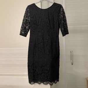 Sharagano Lace Sleeve Dress, Black, Size XS